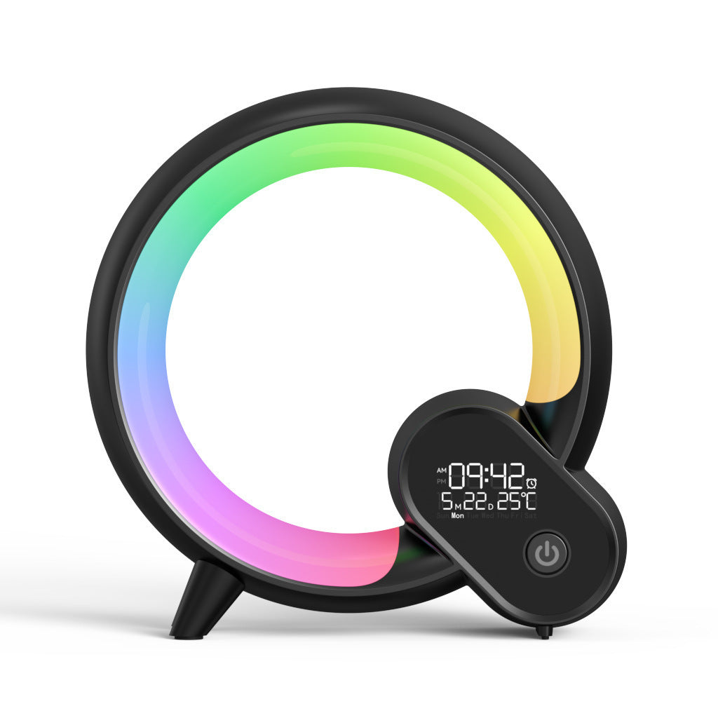 Creative Q Light Analog Sunrise Digital Display Alarm Clock Bluetooth Audio Intelligent Wake-up Q Colorful Atmosphere Light - Big Cart Sky