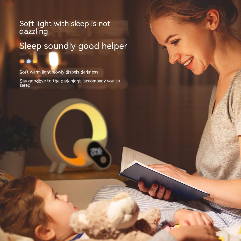 Creative Q Light Analog Sunrise Digital Display Alarm Clock Bluetooth Audio Intelligent Wake-up Q Colorful Atmosphere Light - Big Cart Sky