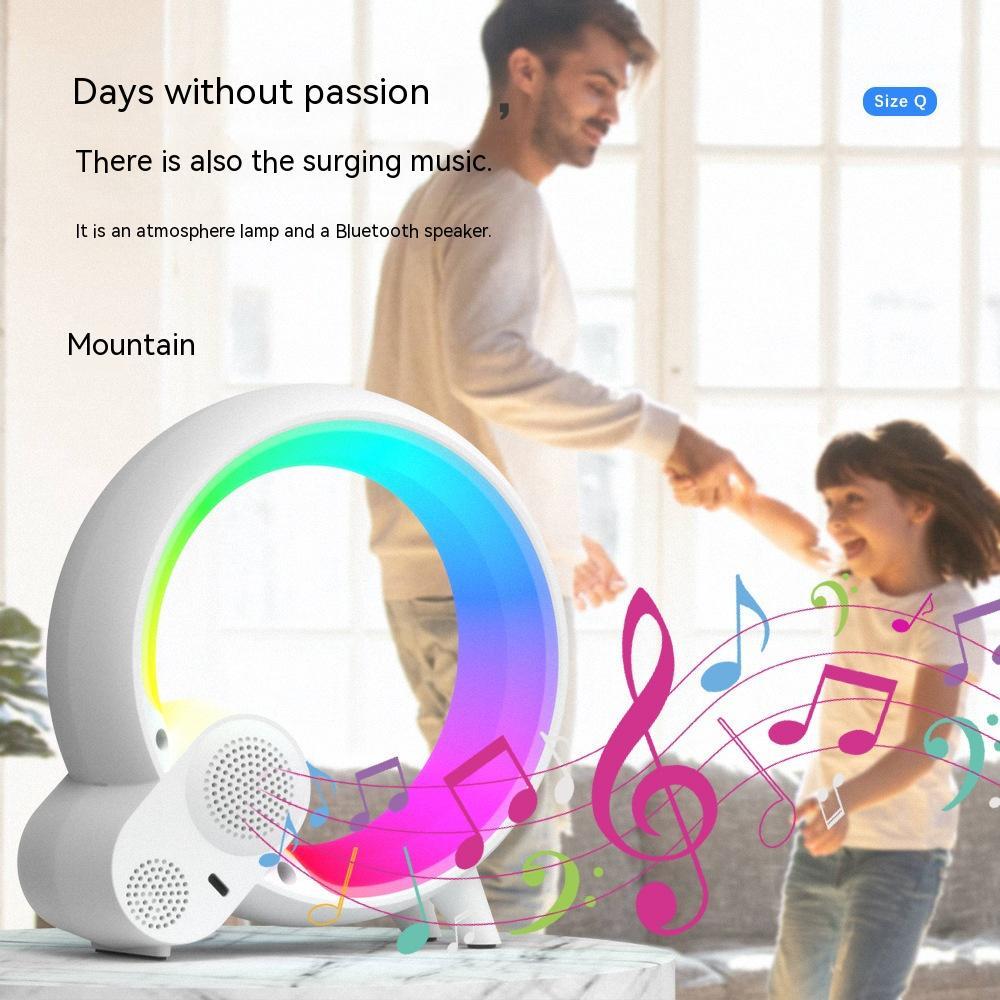 Creative Q Light Analog Sunrise Digital Display Alarm Clock Bluetooth Audio Intelligent Wake-up Q Colorful Atmosphere Light - Big Cart Sky