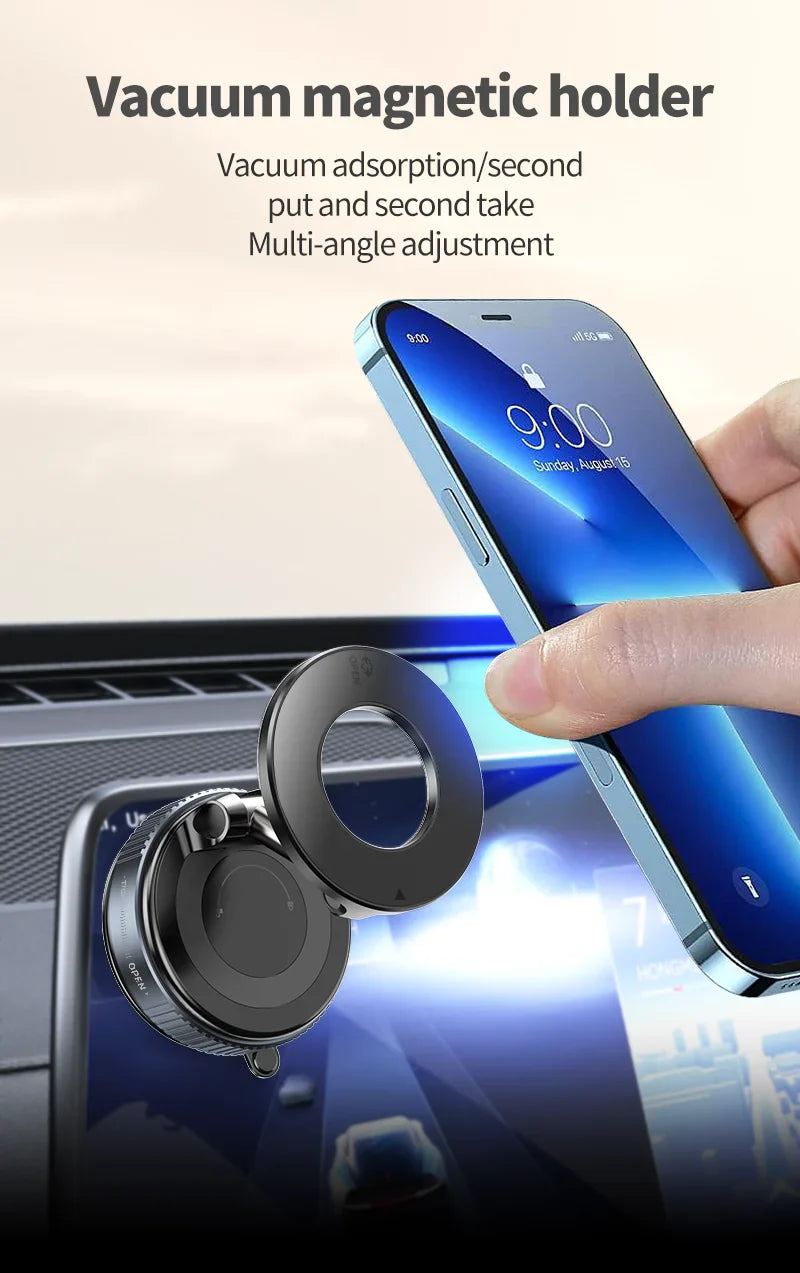 Strong Magnetic Car Phone Holder – Foldable, 360° Adjustable | Vacuum Mount for Car, Desk, Bathroom - Big Cart Sky