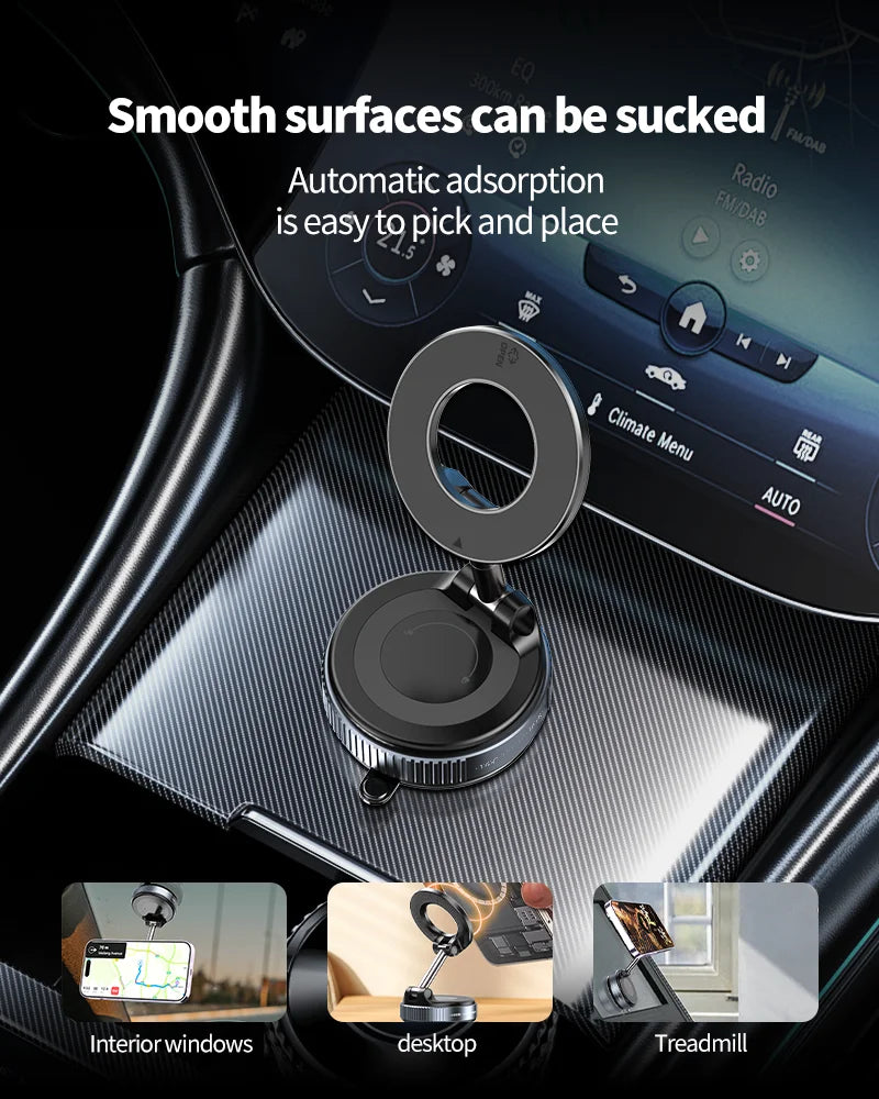 Strong Magnetic Car Phone Holder – Foldable, 360° Adjustable | Vacuum Mount for Car, Desk, Bathroom - Big Cart Sky