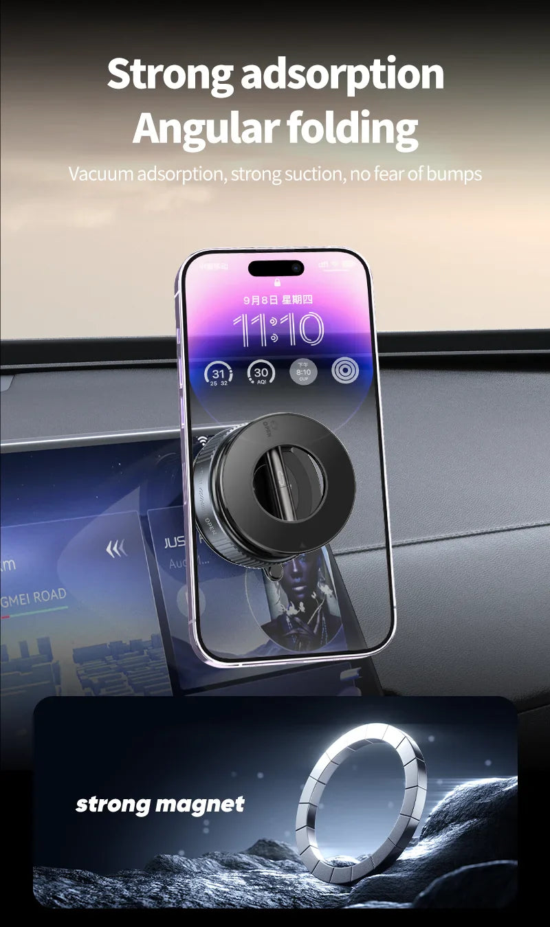 Strong Magnetic Car Phone Holder – Foldable, 360° Adjustable | Vacuum Mount for Car, Desk, Bathroom - Big Cart Sky