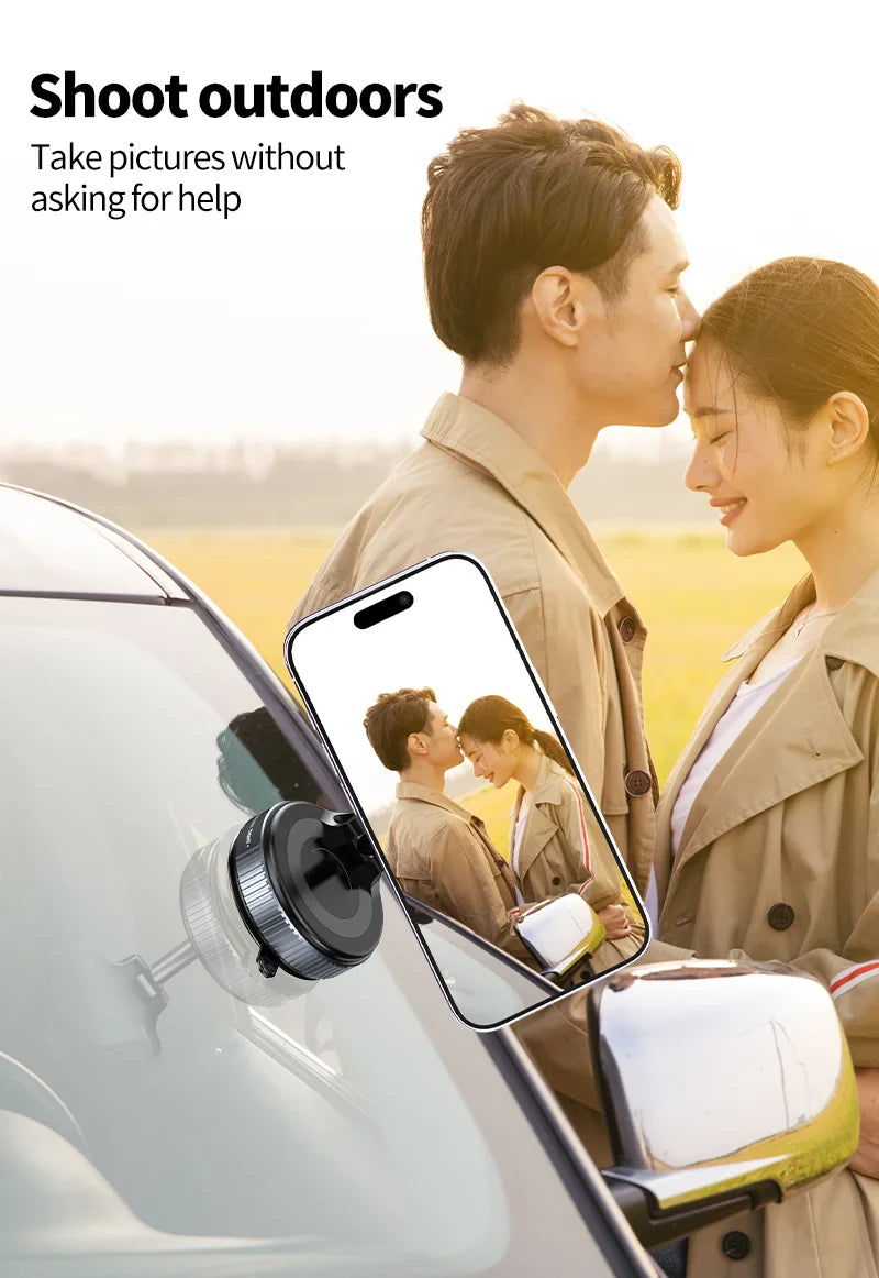 Strong Magnetic Car Phone Holder – Foldable, 360° Adjustable | Vacuum Mount for Car, Desk, Bathroom - Big Cart Sky