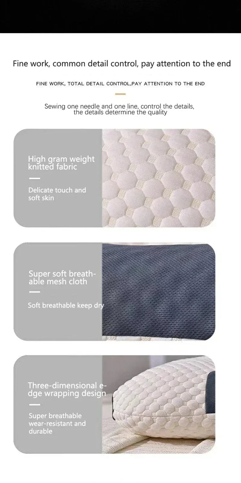 Cervical Support Orthopedic Neck Pillow with 3D Massage & Antibacterial Breathable Mesh - Big Cart Sky