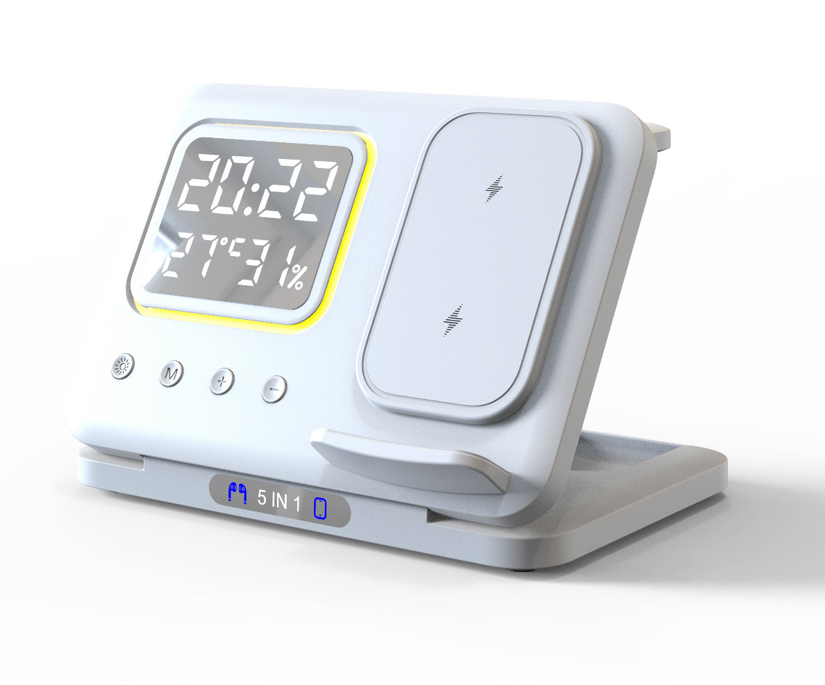 15W Wireless Chargers Stand 5 In1 LED Digital Alarm Clock Fast Charging Dock Station - Big Cart Sky