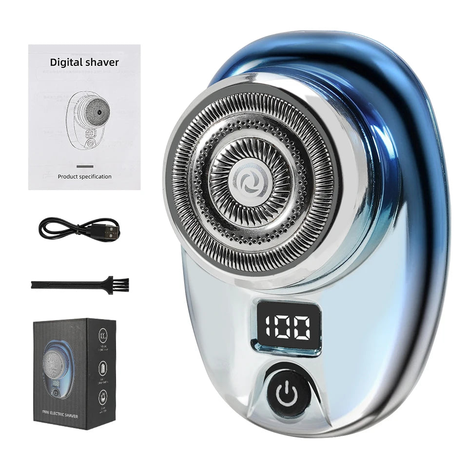 Portable Mini Electric Razor with Wet and Dry Functionality, Fast Charging, Digital Display, and Upgraded 1-Hour Charge Time