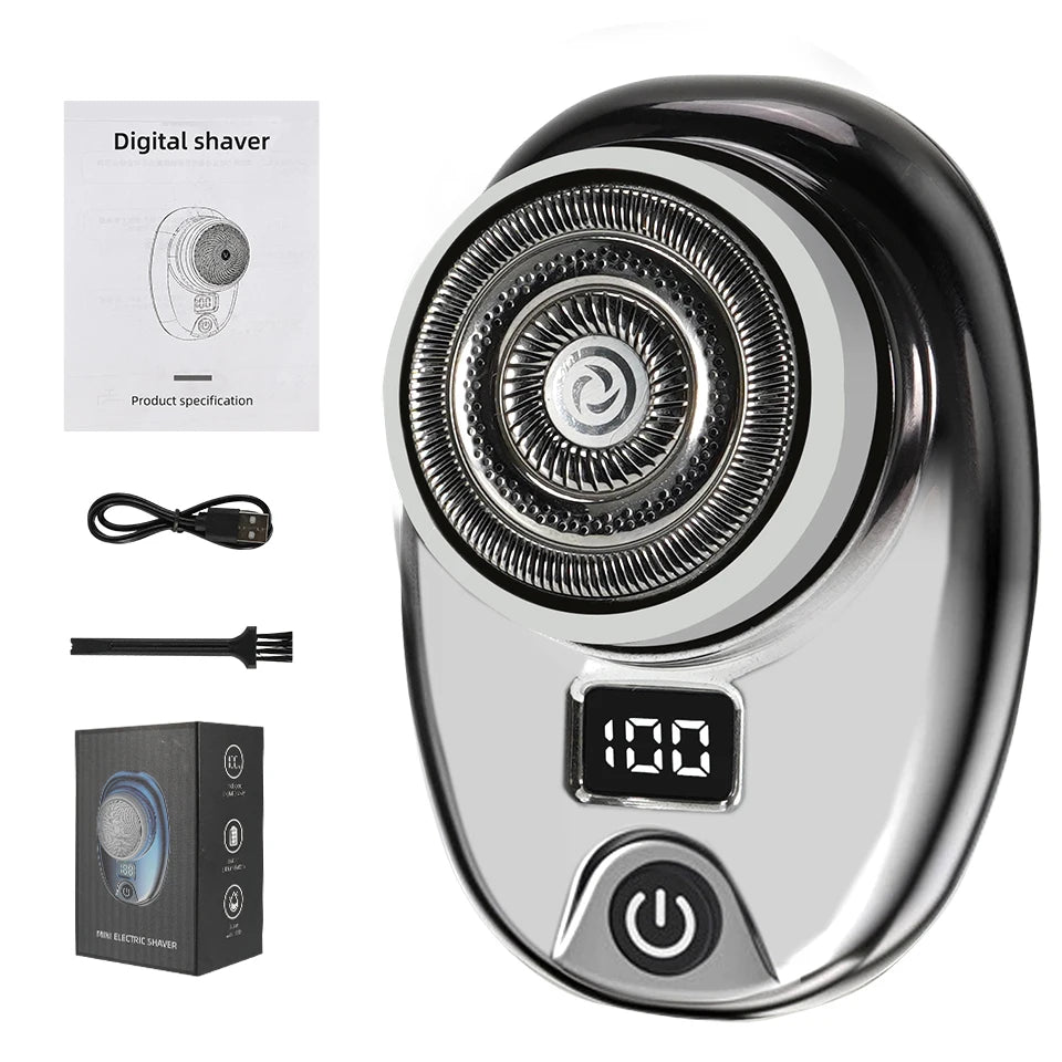 Portable Mini Electric Razor with Wet and Dry Functionality, Fast Charging, Digital Display, and Upgraded 1-Hour Charge Time