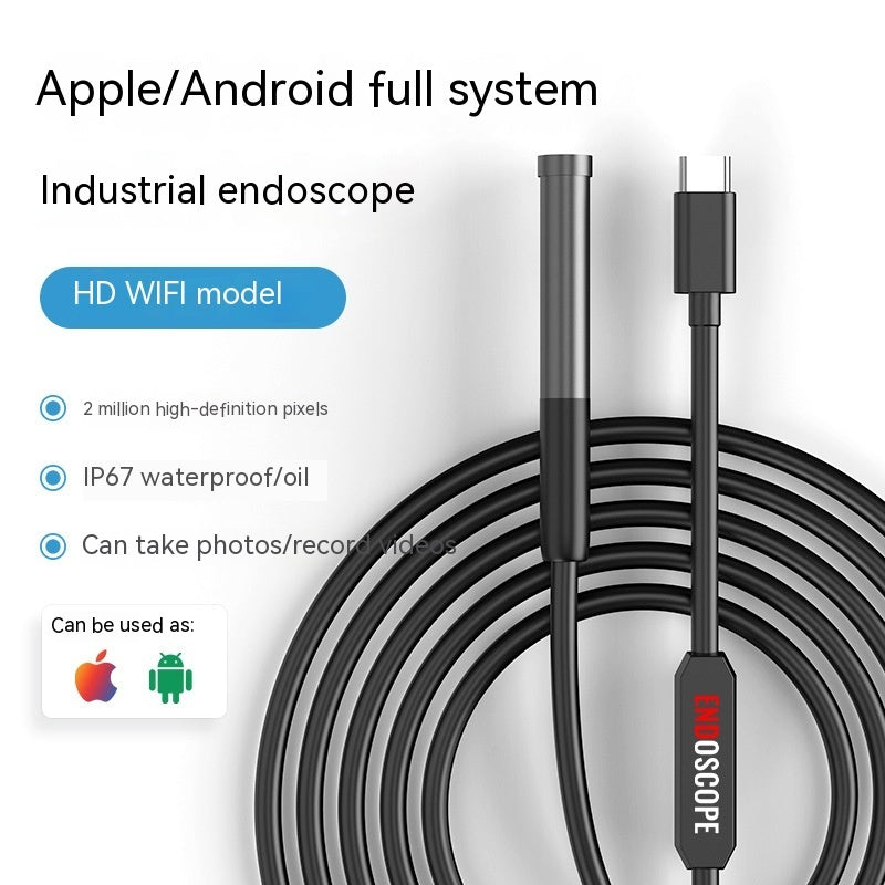 Single Lens HD Industrial Pipe Endoscope Support Three-in-one Mobile Phone Endoscope - Big Cart Sky