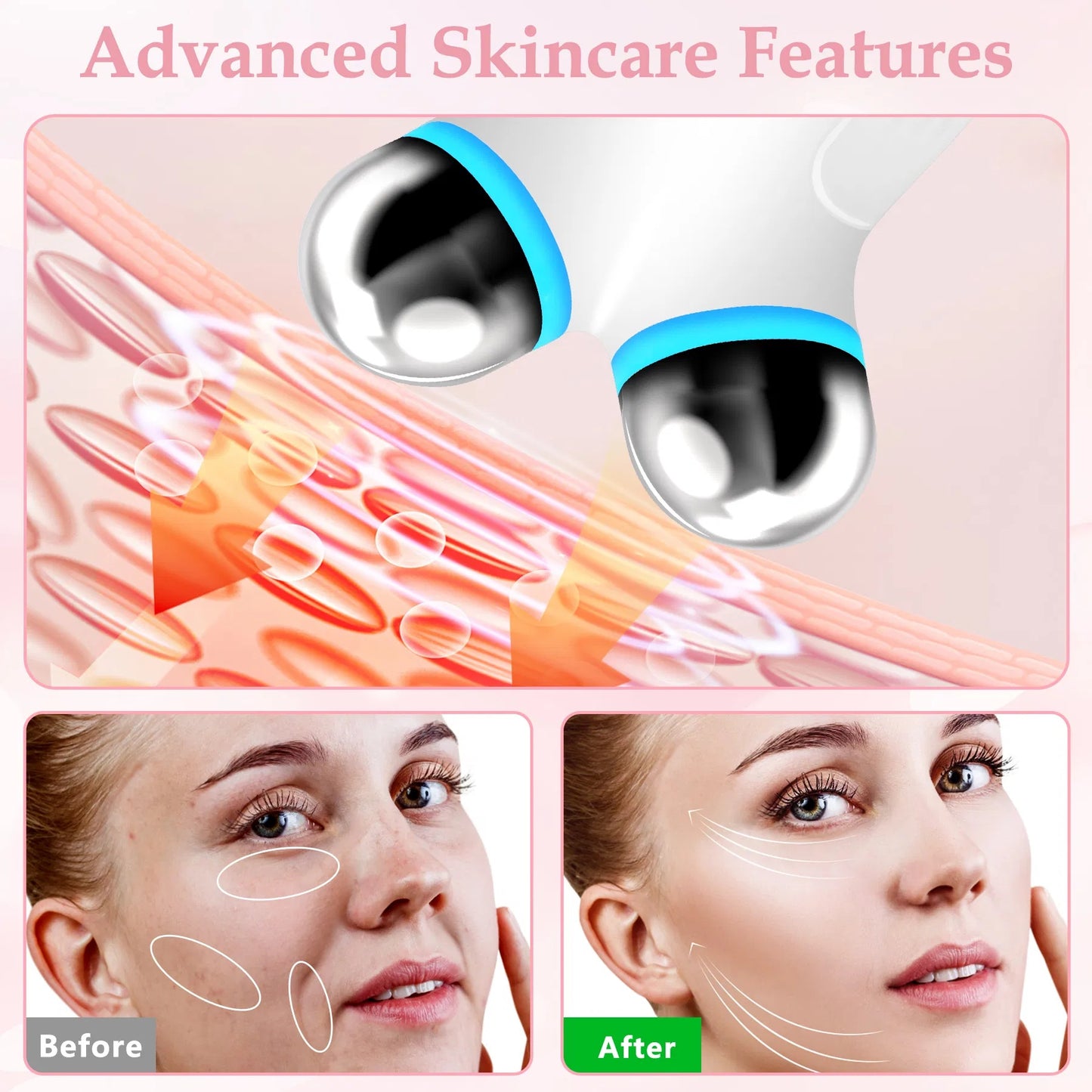 Anti Aging And Wrinkles Microcurrent Facial Device, Boost Skin Care Products Absorption - White - Big Cart Sky