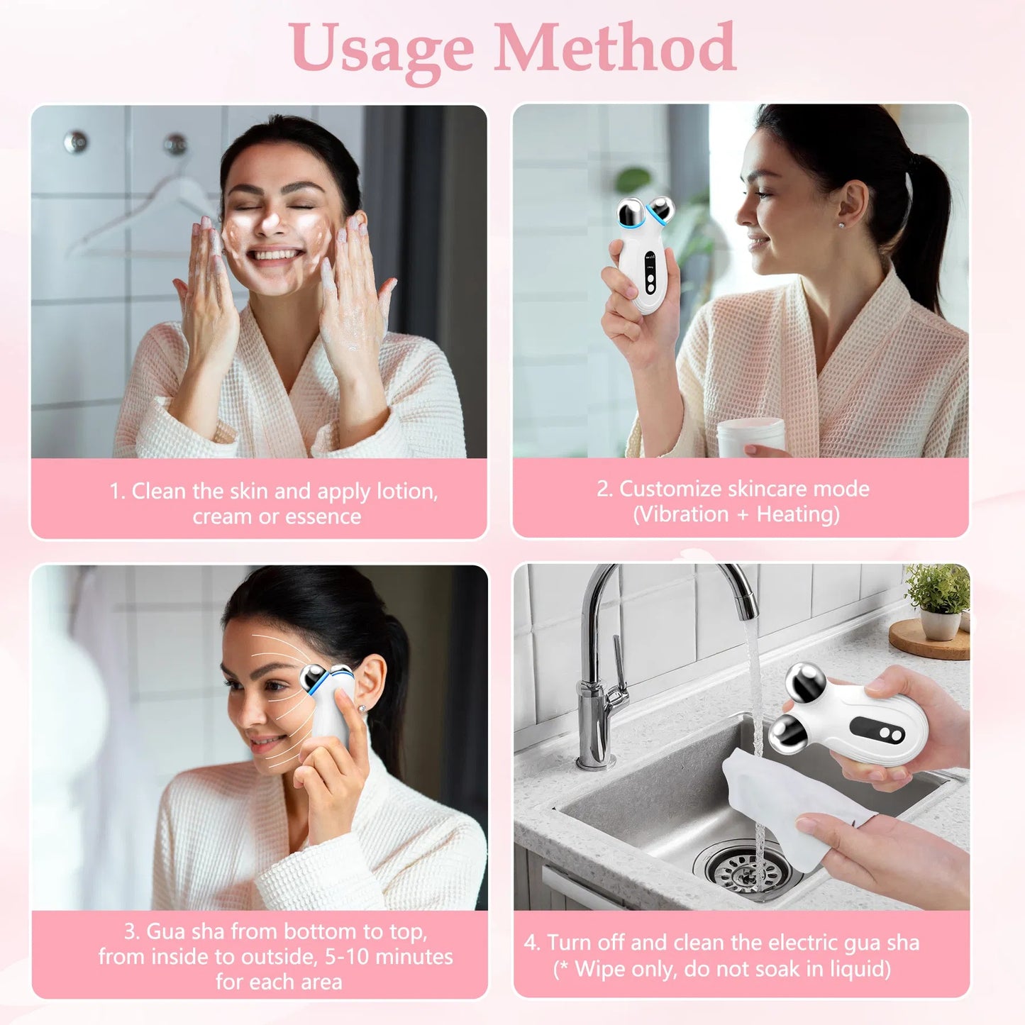 Anti Aging And Wrinkles Microcurrent Facial Device, Boost Skin Care Products Absorption - White - Big Cart Sky