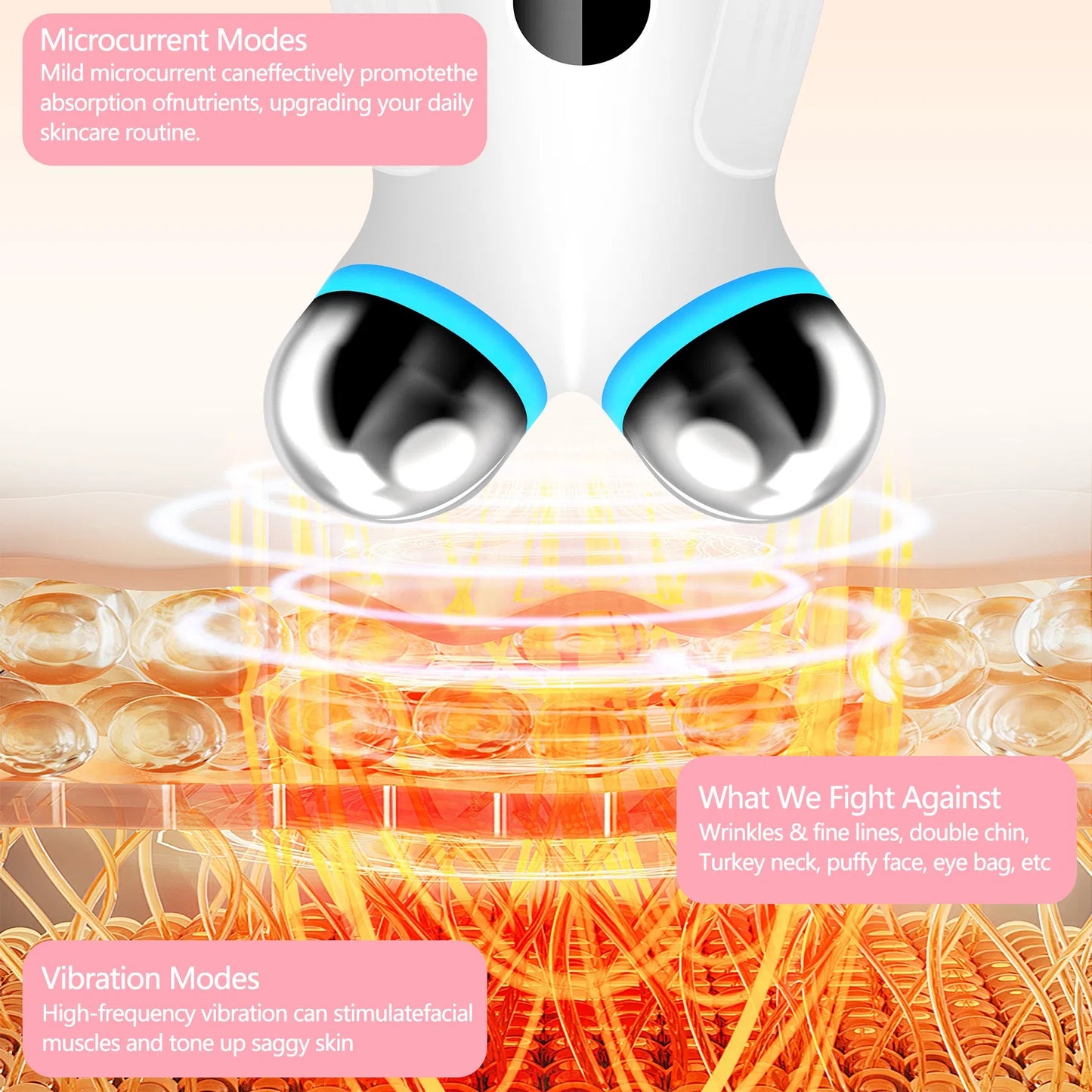 Anti Aging And Wrinkles Microcurrent Facial Device, Boost Skin Care Products Absorption - White - Big Cart Sky