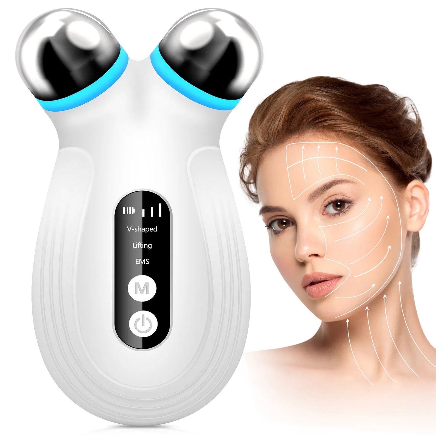 Anti Aging And Wrinkles Microcurrent Facial Device, Boost Skin Care Products Absorption - White - Big Cart Sky