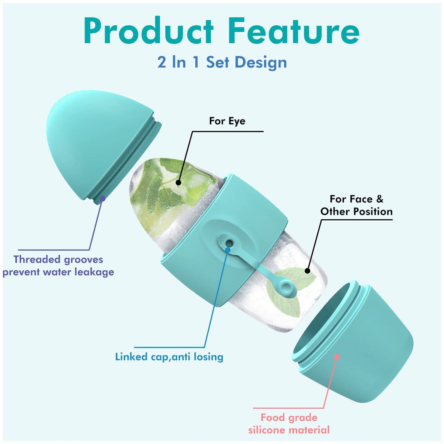 Silicone Ice Face Roller Contour Shrink Pores Remove Dark Circles Massage Skin Beauty Facial Roller For Eyes Neck Skin Care Tool - Big Cart Sky