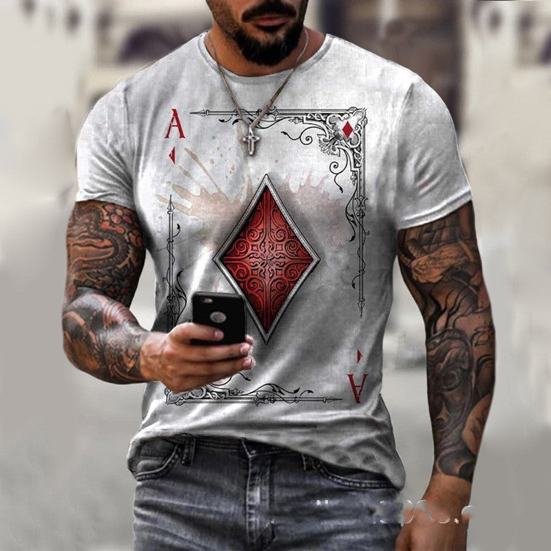 Playing Card Printing Men's T-Shirt Top - Big Cart Sky