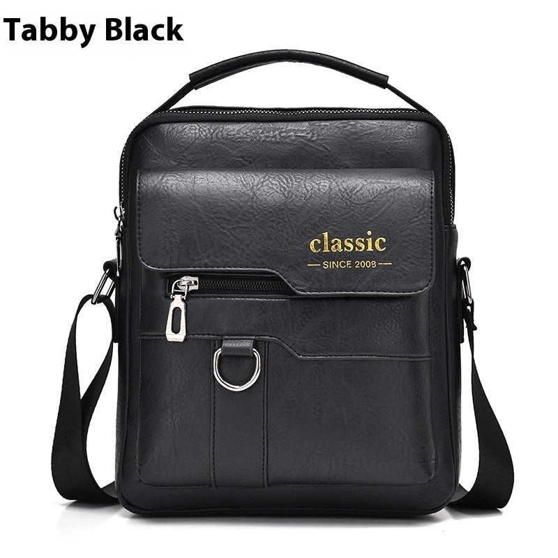 Popular Men's Messenger Bag One Shoulder Retro Business Backpack PU Leather Flaps Crossbody Bags Business Flap Male Solid Travel Bag - Big Cart Sky