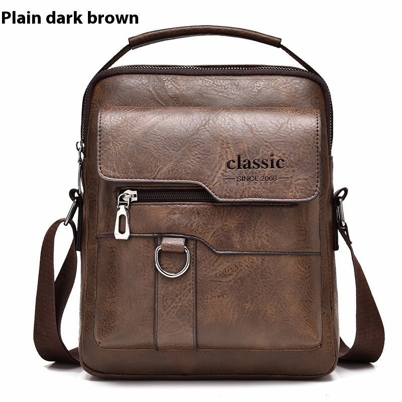 Popular Men's Messenger Bag One Shoulder Retro Business Backpack PU Leather Flaps Crossbody Bags Business Flap Male Solid Travel Bag - Big Cart Sky