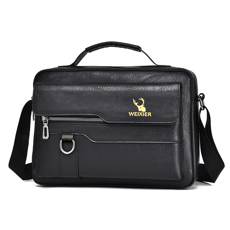 Popular Men's Messenger Bag One Shoulder Retro Business Backpack PU Leather Flaps Crossbody Bags Business Flap Male Solid Travel Bag - Big Cart Sky