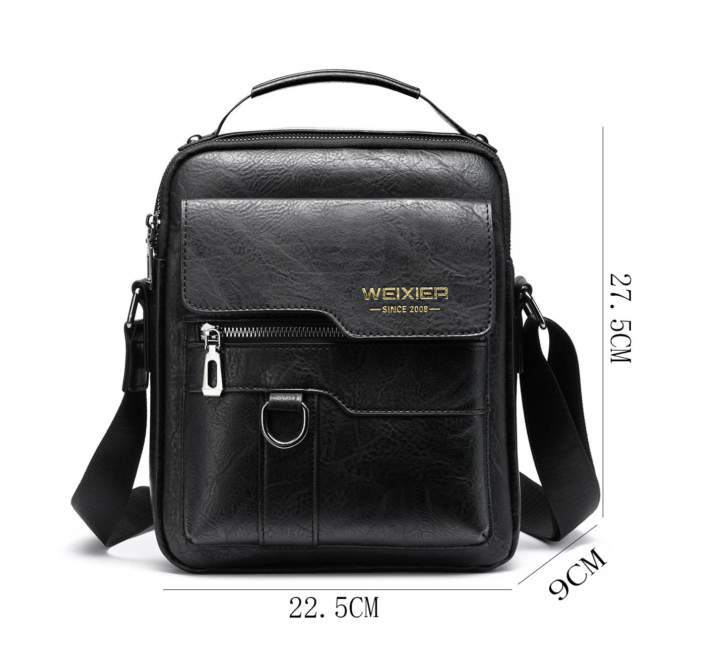 Popular Men's Messenger Bag One Shoulder Retro Business Backpack PU Leather Flaps Crossbody Bags Business Flap Male Solid Travel Bag - Big Cart Sky