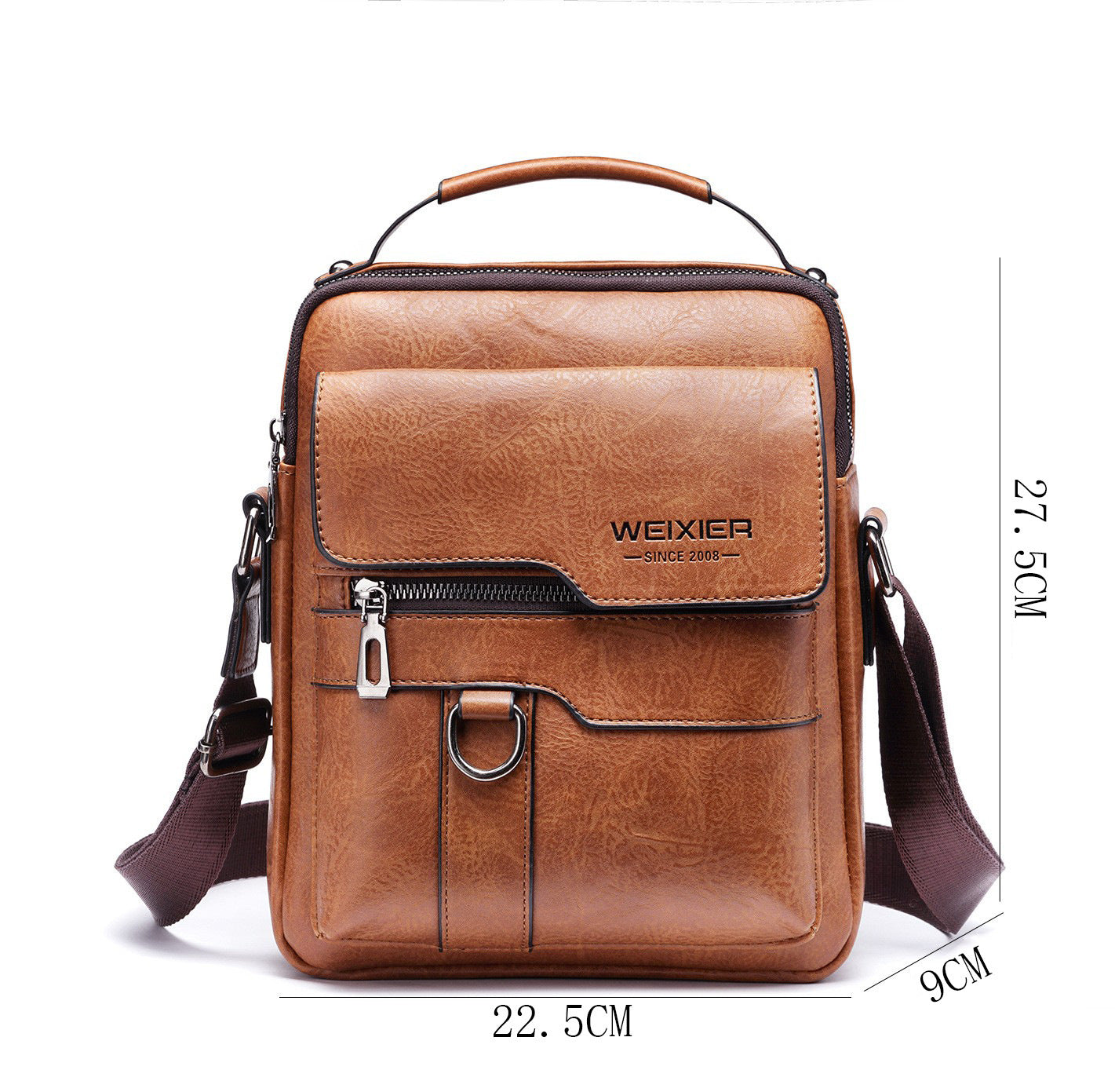 Popular Men's Messenger Bag One Shoulder Retro Business Backpack PU Leather Flaps Crossbody Bags Business Flap Male Solid Travel Bag - Big Cart Sky
