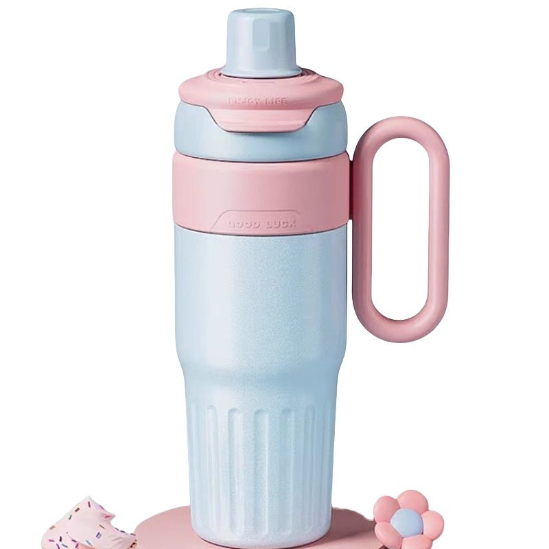 780ml Gradient Double Drink Thermal Cup Stainless Steel With Lid Coffee Cup Thermos Large Capacity Straw Cup For Male And Female - Big Cart Sky