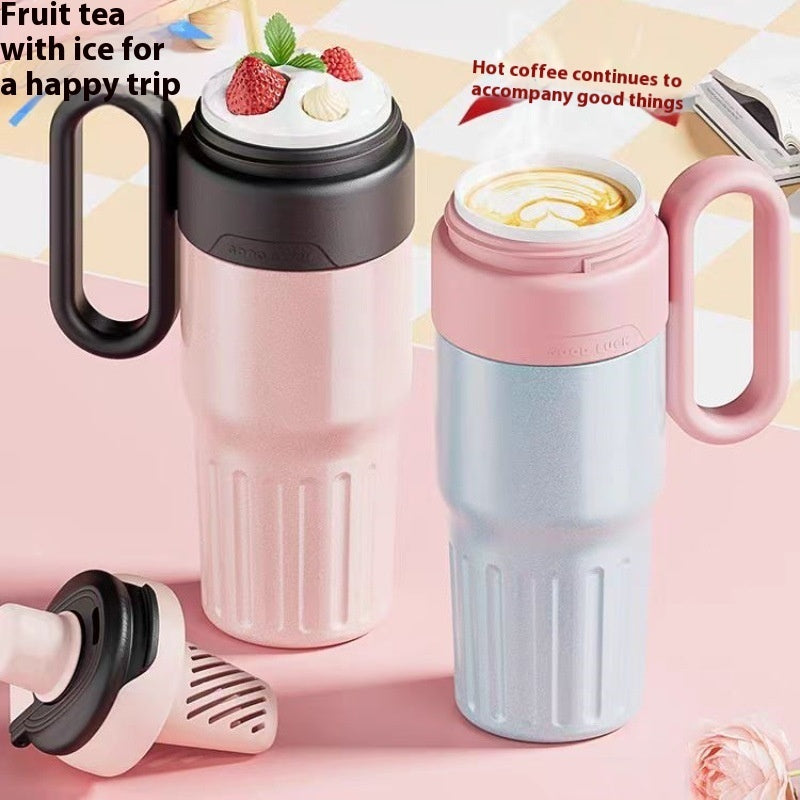 780ml Gradient Double Drink Thermal Cup Stainless Steel With Lid Coffee Cup Thermos Large Capacity Straw Cup For Male And Female - Big Cart Sky
