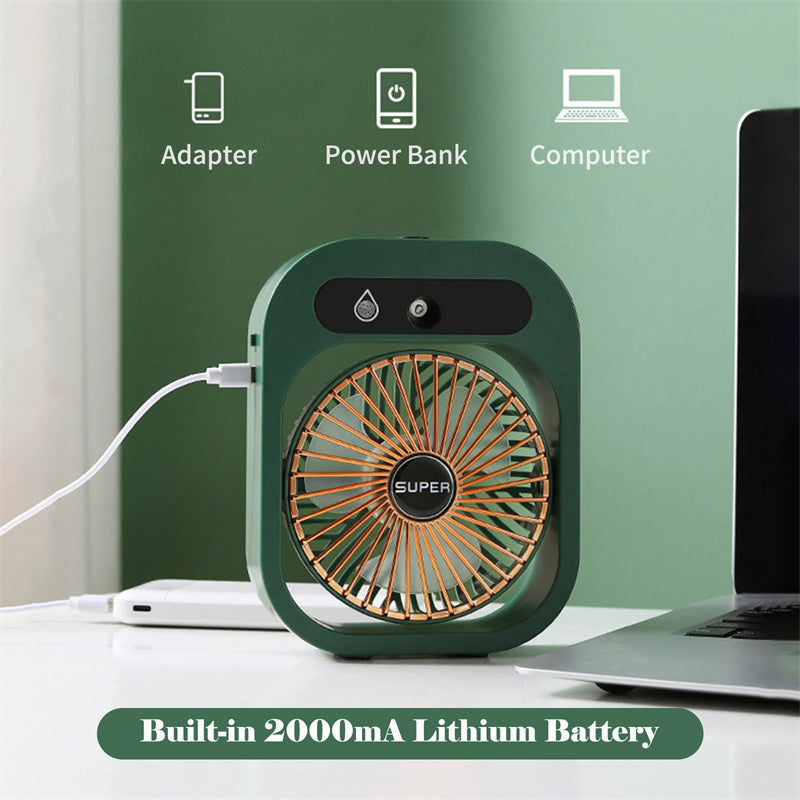 Air Conditioning Fan Desk Misting Fan Air Cooler Cooling USB Rechargeable Humidifier Portable Spray Fan With 3 Wind Speeds Mist Fan For Home - Big Cart Sky