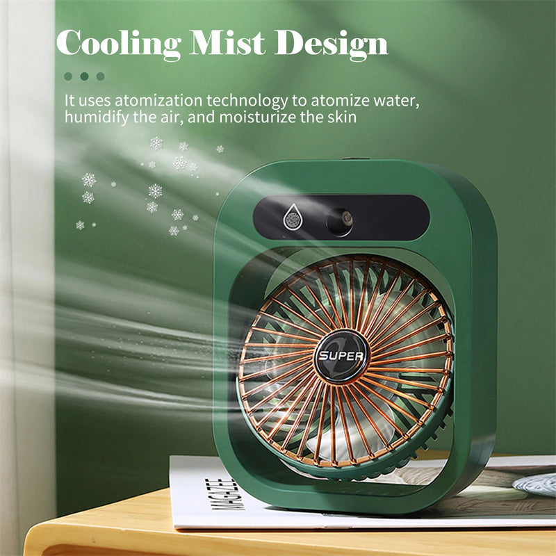 Air Conditioning Fan Desk Misting Fan Air Cooler Cooling USB Rechargeable Humidifier Portable Spray Fan With 3 Wind Speeds Mist Fan For Home - Big Cart Sky