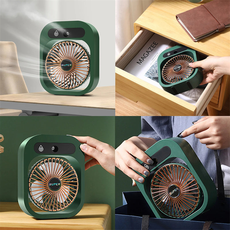 Air Conditioning Fan Desk Misting Fan Air Cooler Cooling USB Rechargeable Humidifier Portable Spray Fan With 3 Wind Speeds Mist Fan For Home - Big Cart Sky