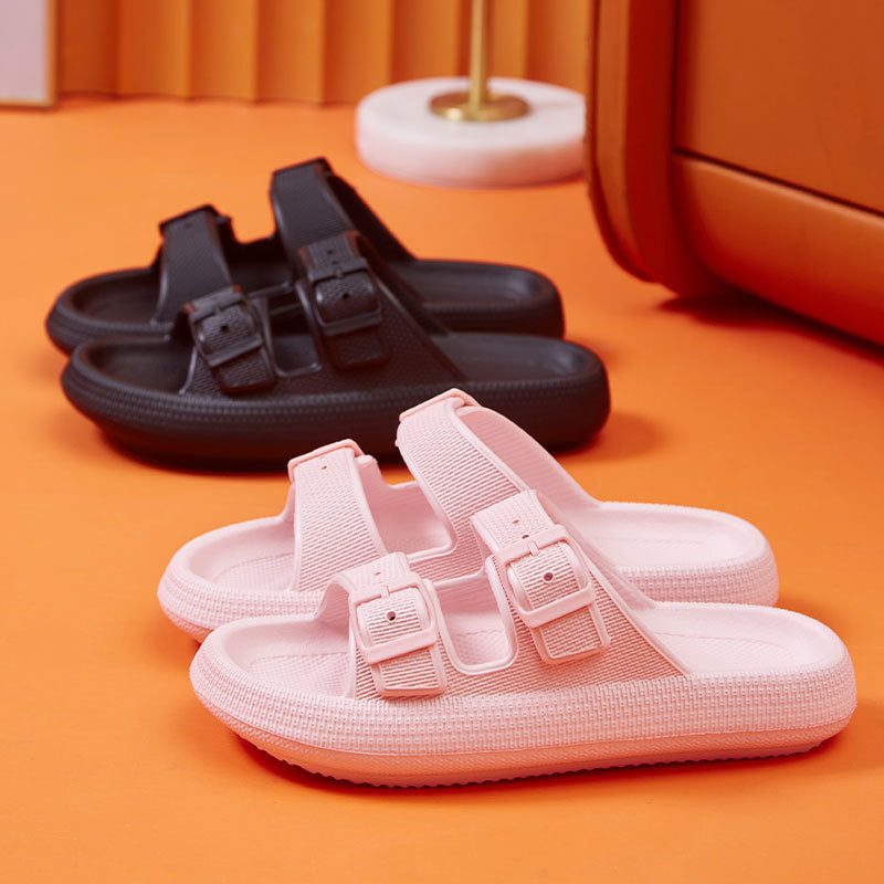 Platform Slippers Women's Summer Buckle Home Shoes Fashion Outdoor Wear Soft Bottom Sandals - Big Cart Sky