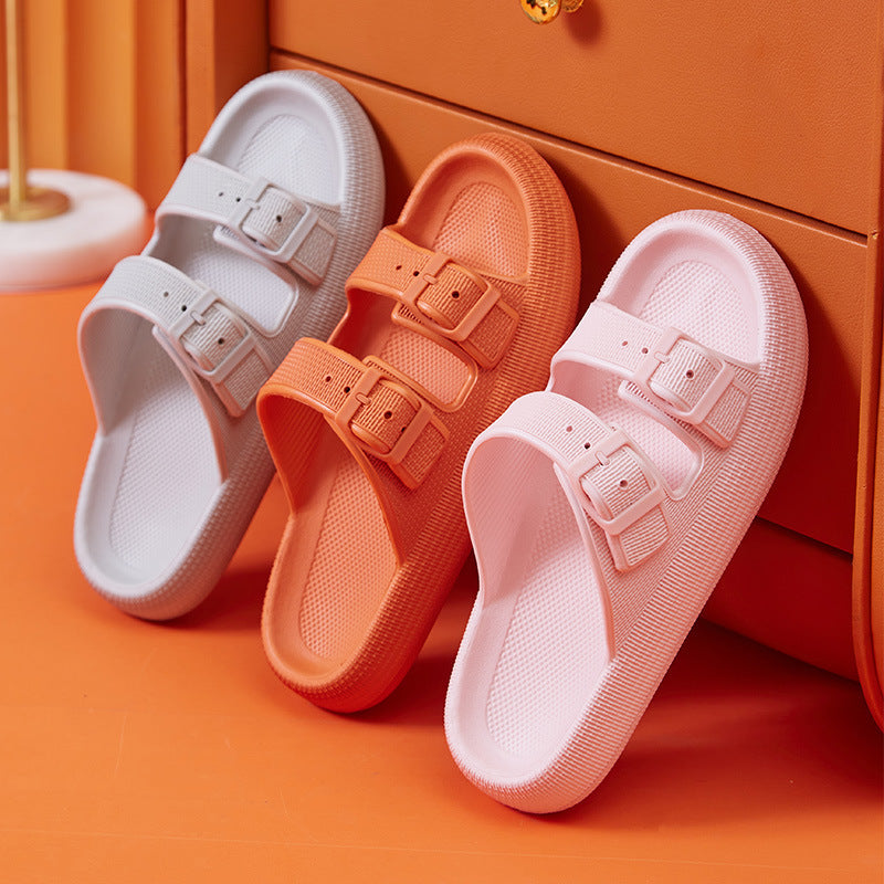 Platform Slippers Women's Summer Buckle Home Shoes Fashion Outdoor Wear Soft Bottom Sandals - Big Cart Sky