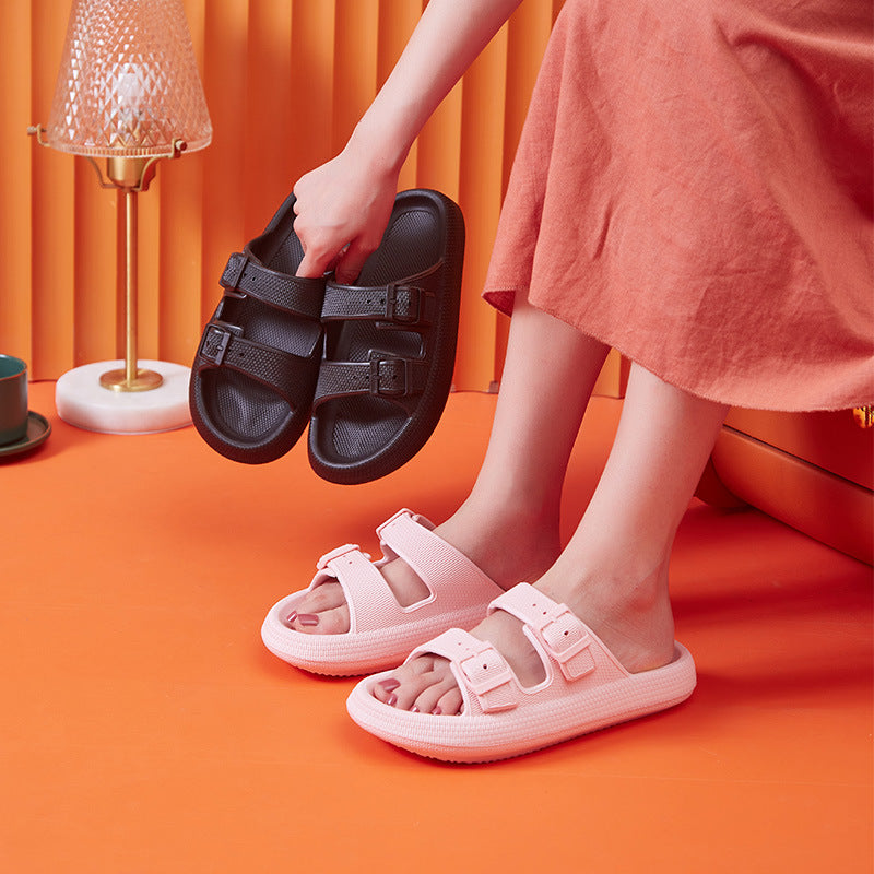 Platform Slippers Women's Summer Buckle Home Shoes Fashion Outdoor Wear Soft Bottom Sandals - Big Cart Sky