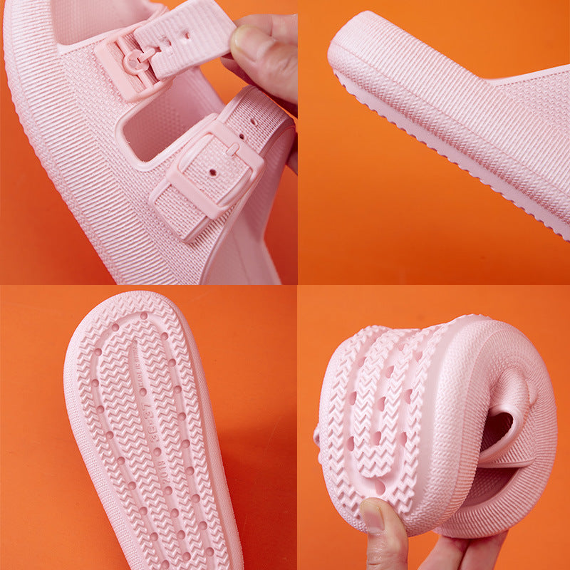 Platform Slippers Women's Summer Buckle Home Shoes Fashion Outdoor Wear Soft Bottom Sandals - Big Cart Sky