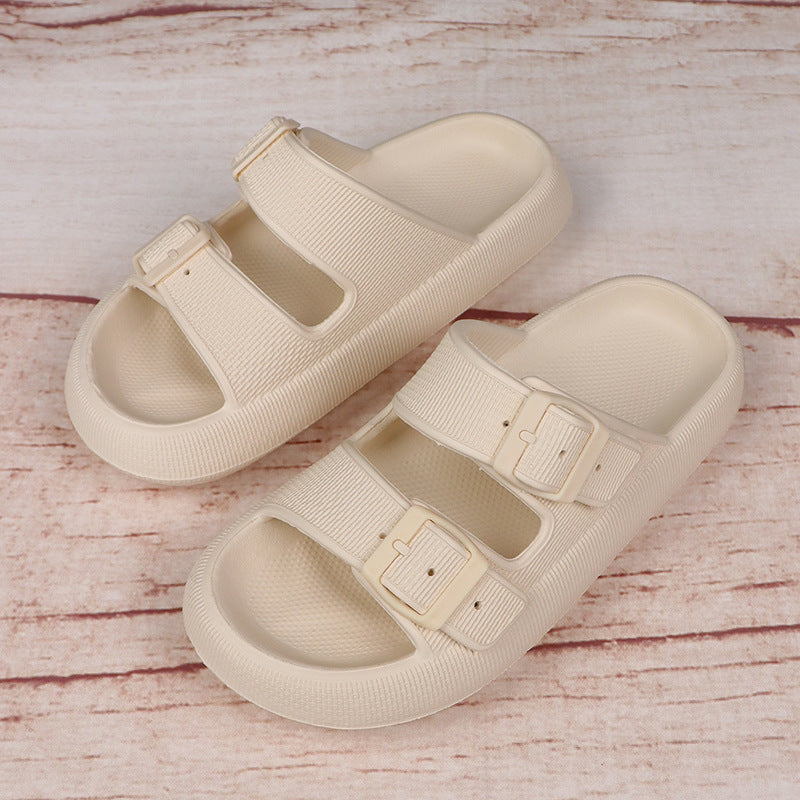 Platform Slippers Women's Summer Buckle Home Shoes Fashion Outdoor Wear Soft Bottom Sandals - Big Cart Sky