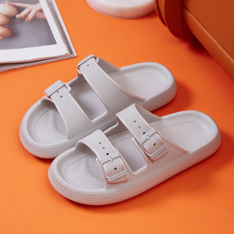 Platform Slippers Women's Summer Buckle Home Shoes Fashion Outdoor Wear Soft Bottom Sandals - Big Cart Sky
