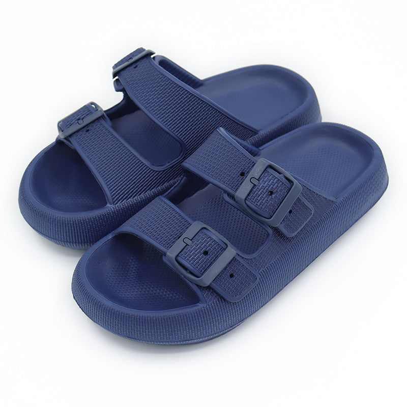 Platform Slippers Women's Summer Buckle Home Shoes Fashion Outdoor Wear Soft Bottom Sandals - Big Cart Sky