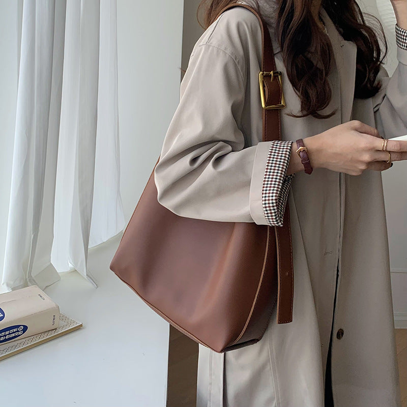 Women's Shoulder Bag Solid Fashion Handbag Crossbody Bag Women's Minimalist PU Leather Bag - Big Cart Sky