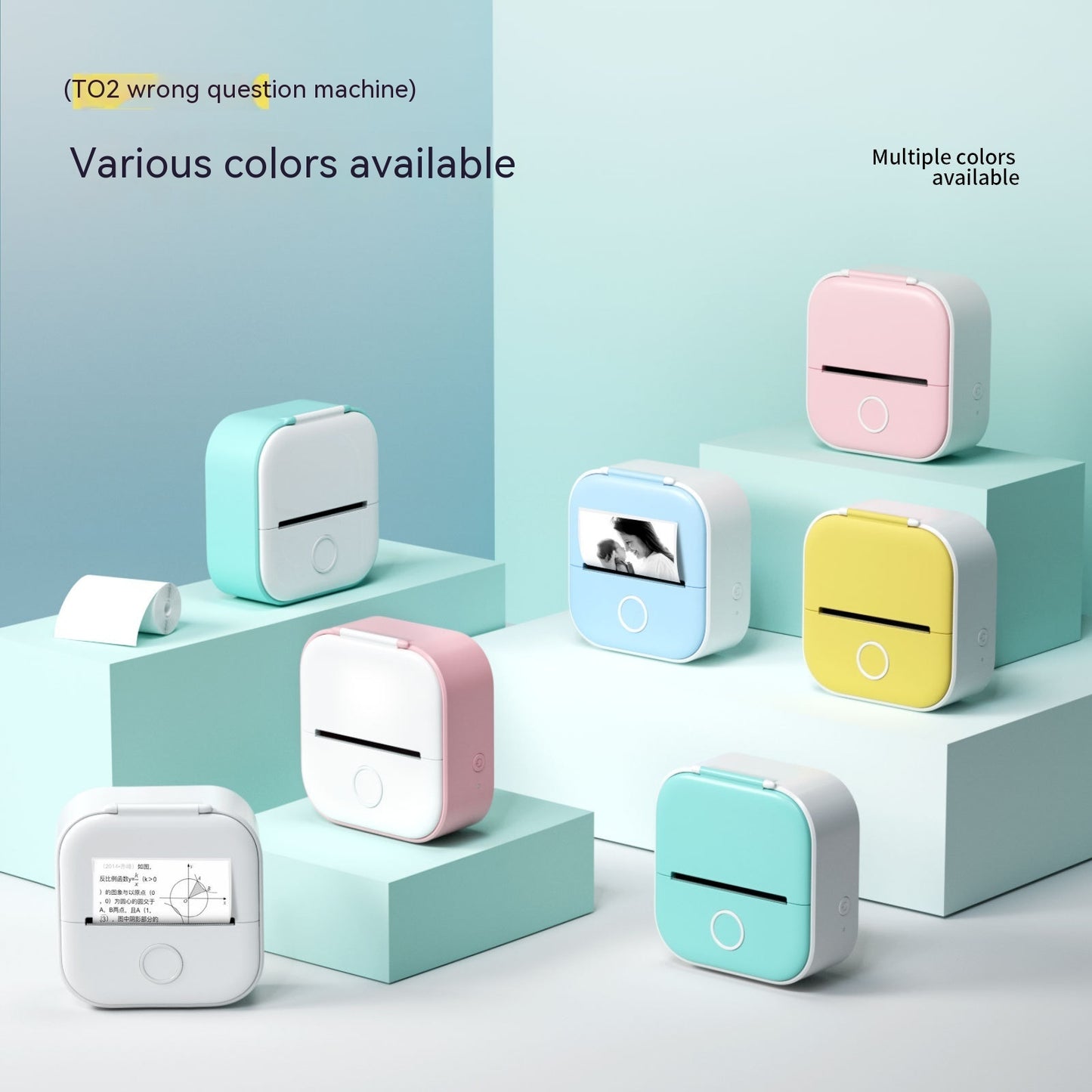 Portable Mini Thermal Label Printer Home Photo Printer Student Wrong Question Printer Bluetooth-compatible Mini Label Printer Price Tag - Big Cart Sky