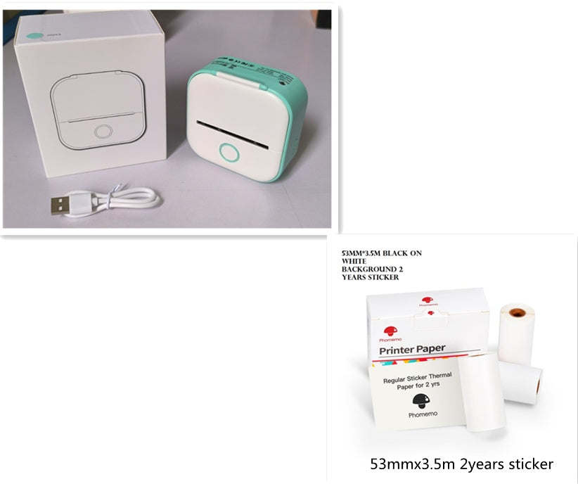 Portable Mini Thermal Label Printer Home Photo Printer Student Wrong Question Printer Bluetooth-compatible Mini Label Printer Price Tag - Big Cart Sky