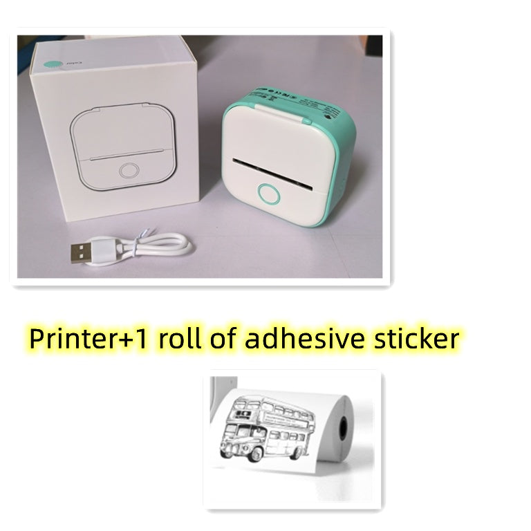 Portable Mini Thermal Label Printer Home Photo Printer Student Wrong Question Printer Bluetooth-compatible Mini Label Printer Price Tag - Big Cart Sky