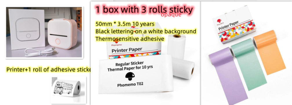 Portable Mini Thermal Label Printer Home Photo Printer Student Wrong Question Printer Bluetooth-compatible Mini Label Printer Price Tag - Big Cart Sky