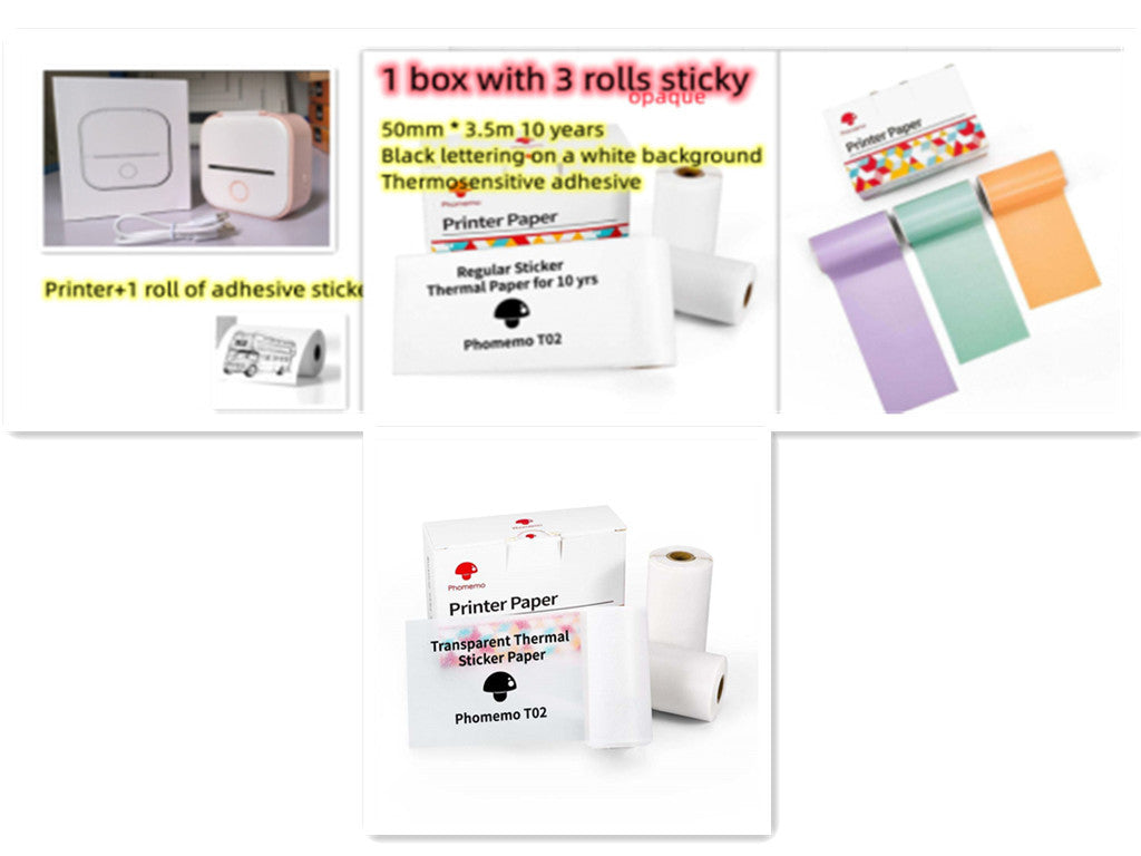 Portable Mini Thermal Label Printer Home Photo Printer Student Wrong Question Printer Bluetooth-compatible Mini Label Printer Price Tag - Big Cart Sky