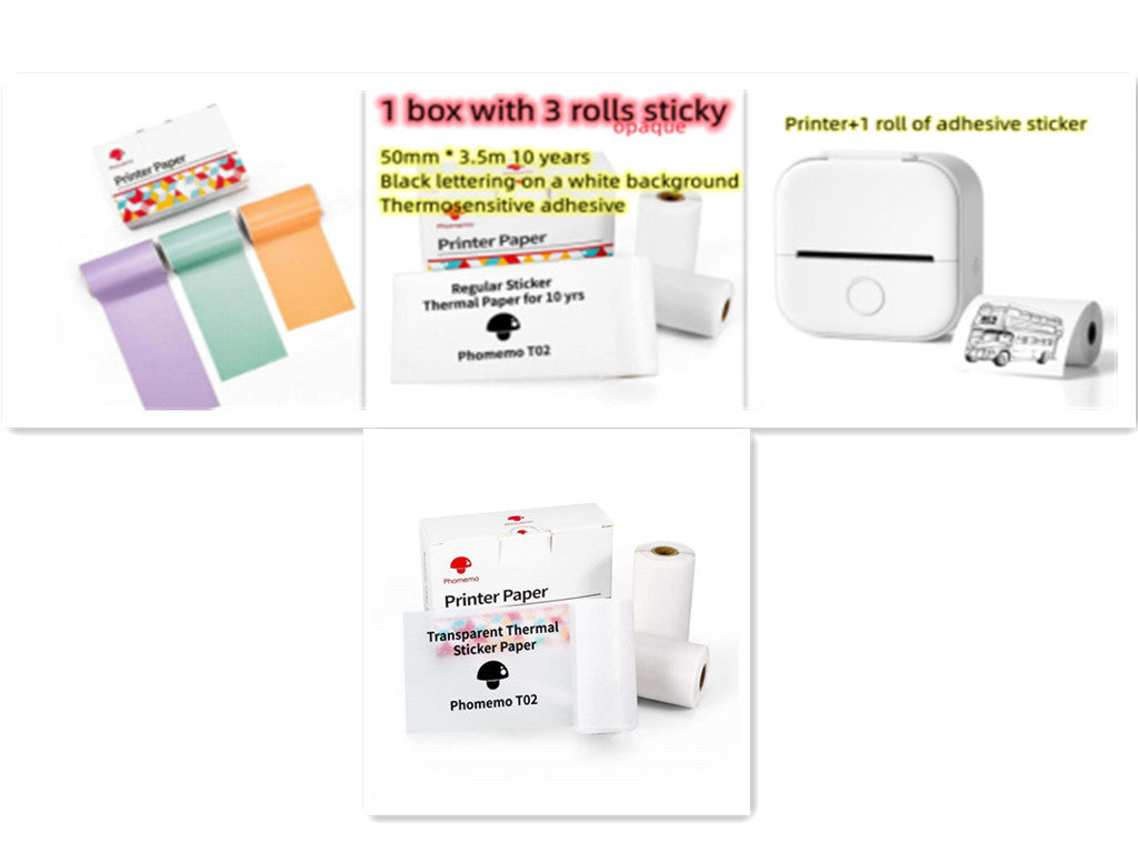 Portable Mini Thermal Label Printer Home Photo Printer Student Wrong Question Printer Bluetooth-compatible Mini Label Printer Price Tag - Big Cart Sky