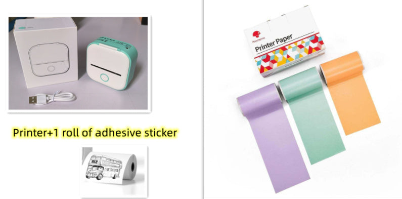Portable Mini Thermal Label Printer Home Photo Printer Student Wrong Question Printer Bluetooth-compatible Mini Label Printer Price Tag - Big Cart Sky