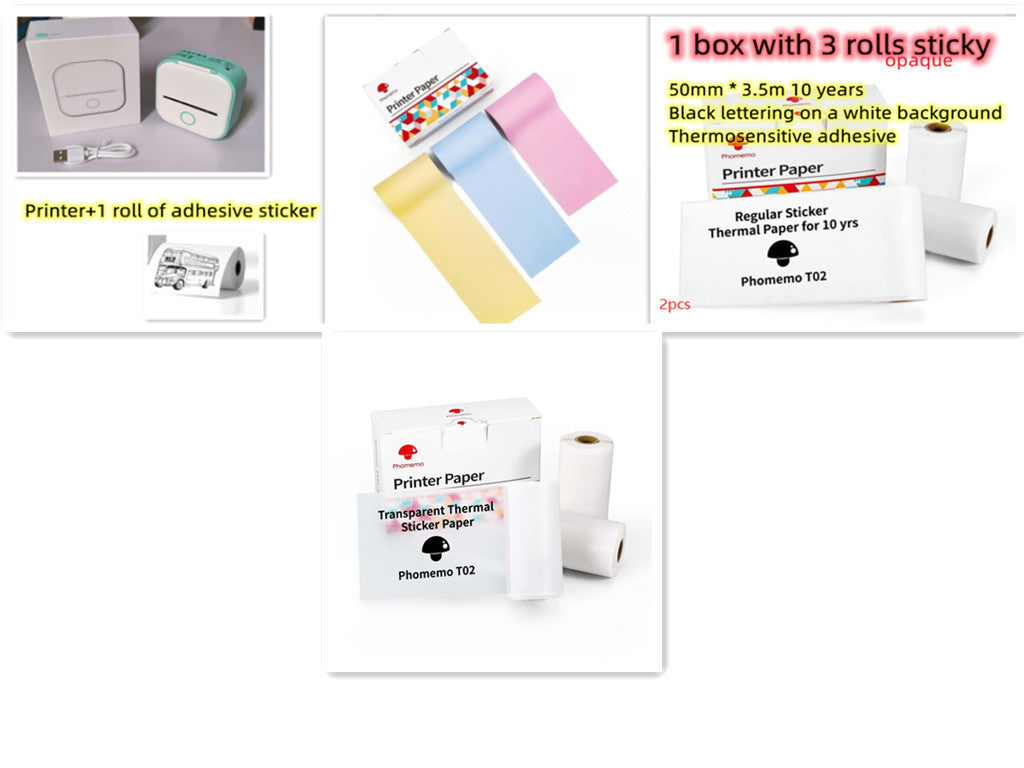 Portable Mini Thermal Label Printer Home Photo Printer Student Wrong Question Printer Bluetooth-compatible Mini Label Printer Price Tag - Big Cart Sky