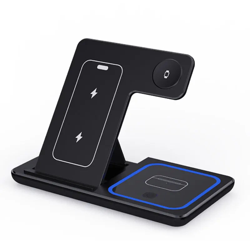 15W 3 In 1 LED Fast Wireless Charger Stand Foldable Charging Station For Smart Phone 15 14 13 12 11 IWatch 9 8 7 6 5 Airpods Pro - Big Cart Sky