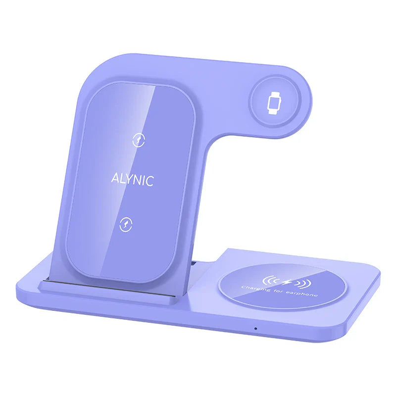 15W 3 In 1 LED Fast Wireless Charger Stand Foldable Charging Station For Smart Phone 15 14 13 12 11 IWatch 9 8 7 6 5 Airpods Pro - Big Cart Sky