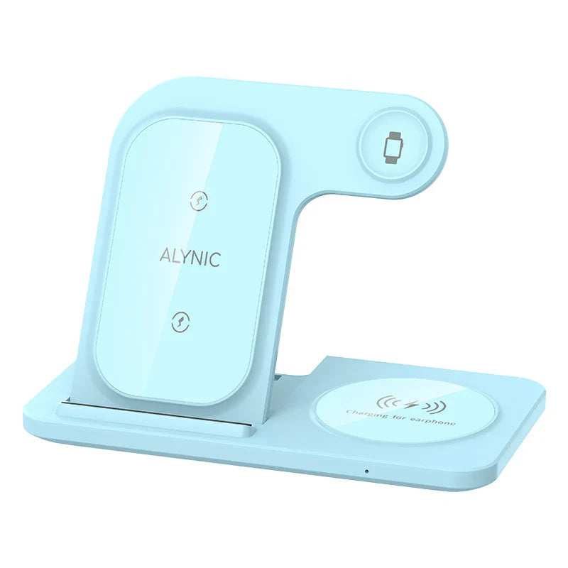 15W 3 In 1 LED Fast Wireless Charger Stand Foldable Charging Station For Smart Phone 15 14 13 12 11 IWatch 9 8 7 6 5 Airpods Pro - Big Cart Sky