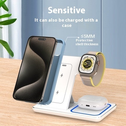 15W 3 In 1 LED Fast Wireless Charger Stand Foldable Charging Station For Smart Phone 15 14 13 12 11 IWatch 9 8 7 6 5 Airpods Pro - Big Cart Sky