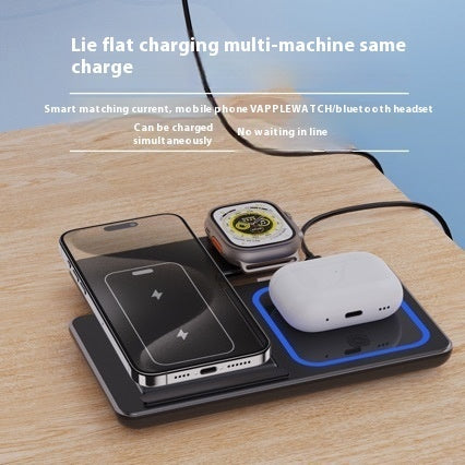 15W 3 In 1 LED Fast Wireless Charger Stand Foldable Charging Station For Smart Phone 15 14 13 12 11 IWatch 9 8 7 6 5 Airpods Pro - Big Cart Sky