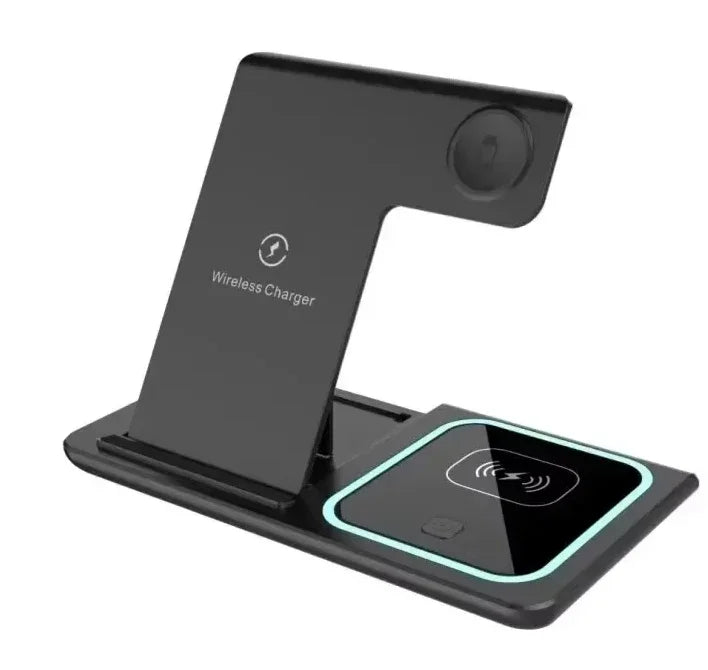 15W 3 In 1 LED Fast Wireless Charger Stand Foldable Charging Station For Smart Phone 15 14 13 12 11 IWatch 9 8 7 6 5 Airpods Pro - Big Cart Sky